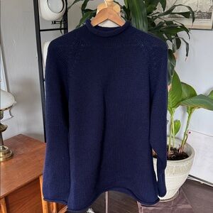 Vintage J. Crew 100% wool Navy roll edge crewneck Knit Sweater